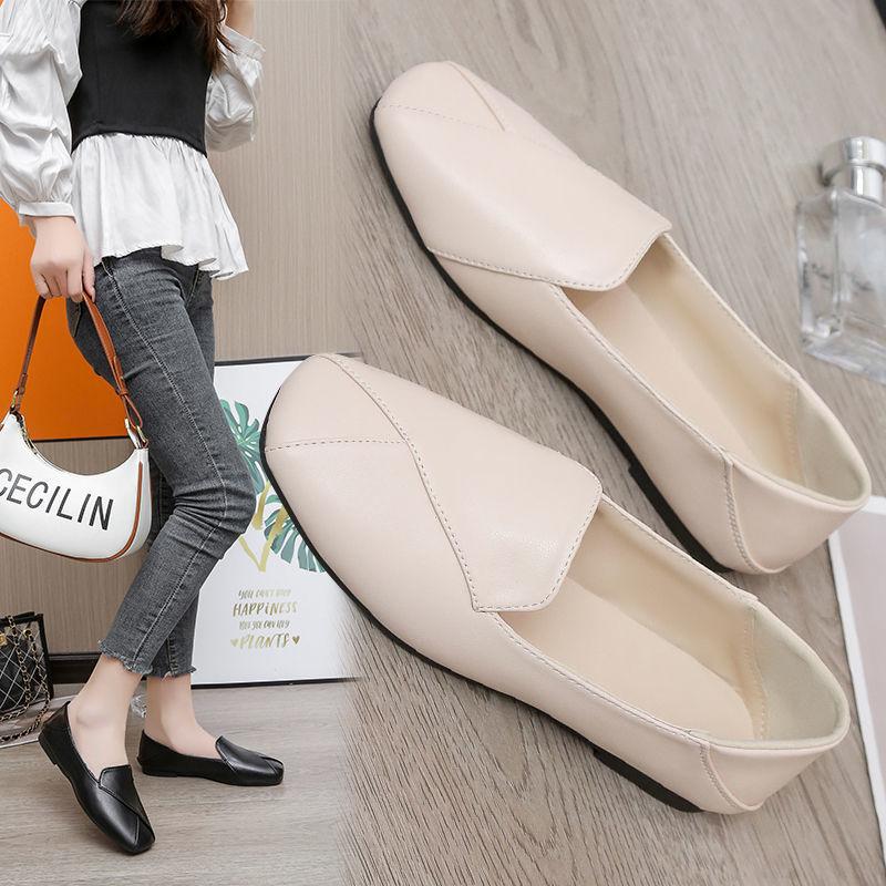 Ladies Summer Footwear Flat Moccasins Shoes for Women 2024 Loafers Square Toe White Flats Lastest Shoe Casual Korean Style Trend