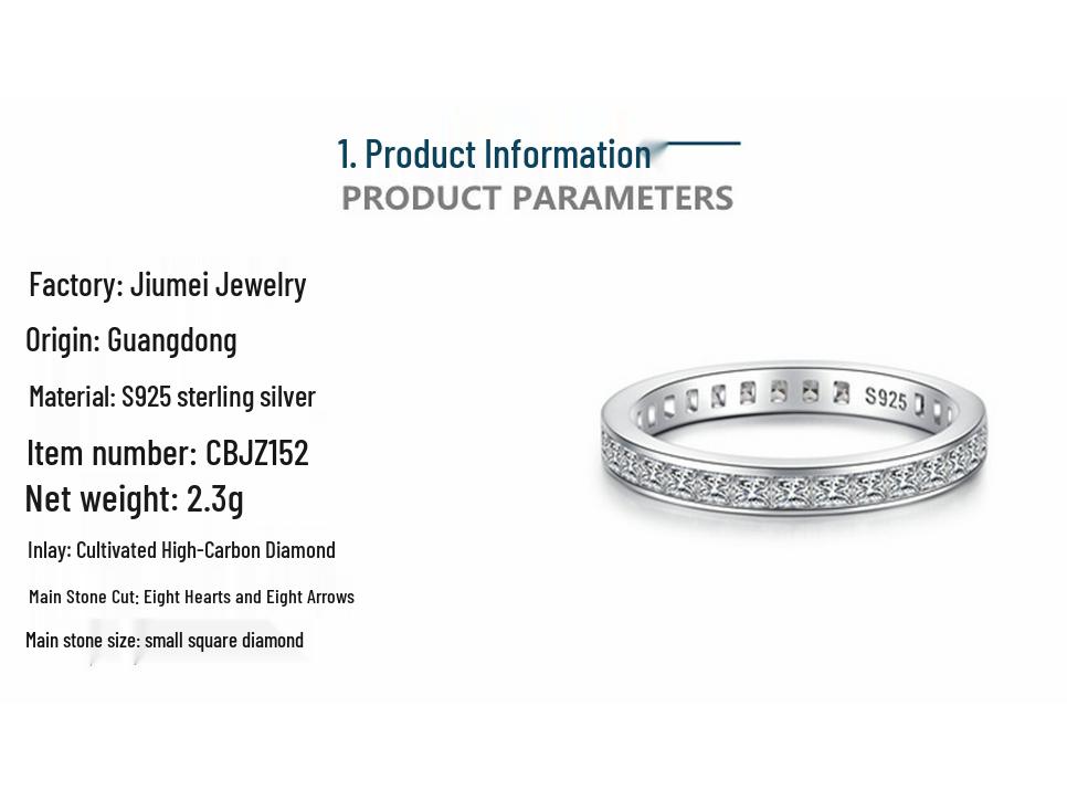 Women's Square Full Circle Zircon Sterling Silver Diamond Index Ring
