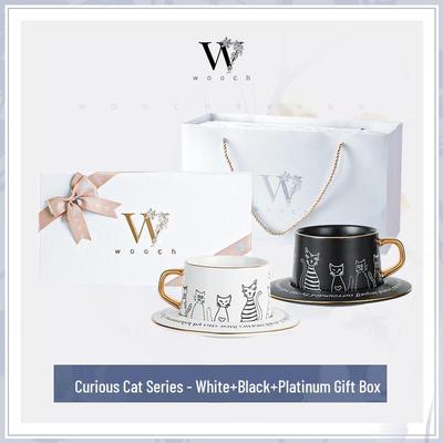 WOOCH Ceramic Coffee Cup & Saucer Gift Set for Couples