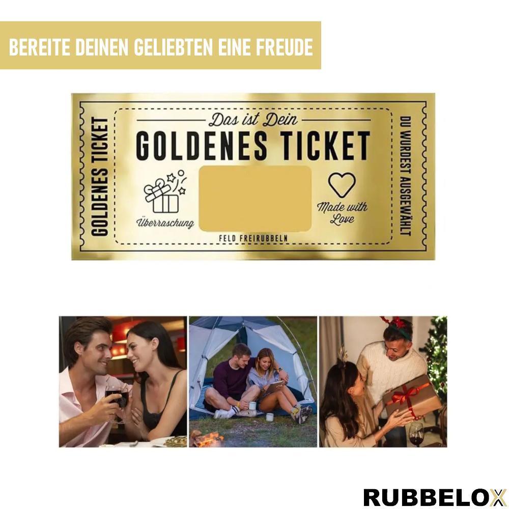 RUBBELOX Golden Ticket Gift Card Scratch Card Scratchcard Label Yourself