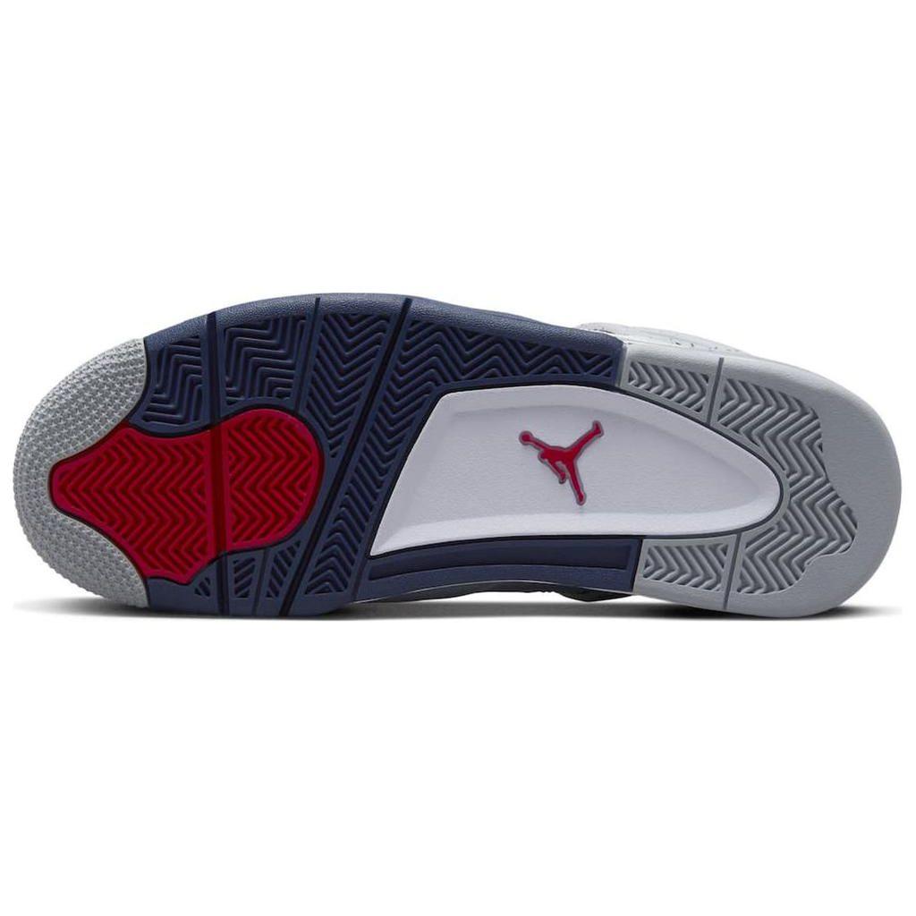 Air Jordan 4 Retro Midnight Navy Unisex Αθλητικά Παπούτσια Λευκό Ανοιχτό-Γκρι-Καπνίς Κόκκινο-Φωτιά DH6927-140
