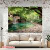 2D Plane 1 Real-shot Serene Forest Waterfall Photography Background - with Polyester Fabric Falling Down Like the Waterfall