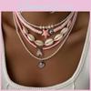Collier Coquillage Mode Avec Perles de Culture Multicouche Pour Femmes et Hommes
