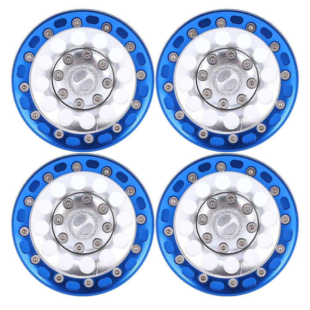 4pcs Metal Wheel Hub RC Car A Essories Fit for 1Celsius10 RC Crawler 1.9 Inch(Red Black )