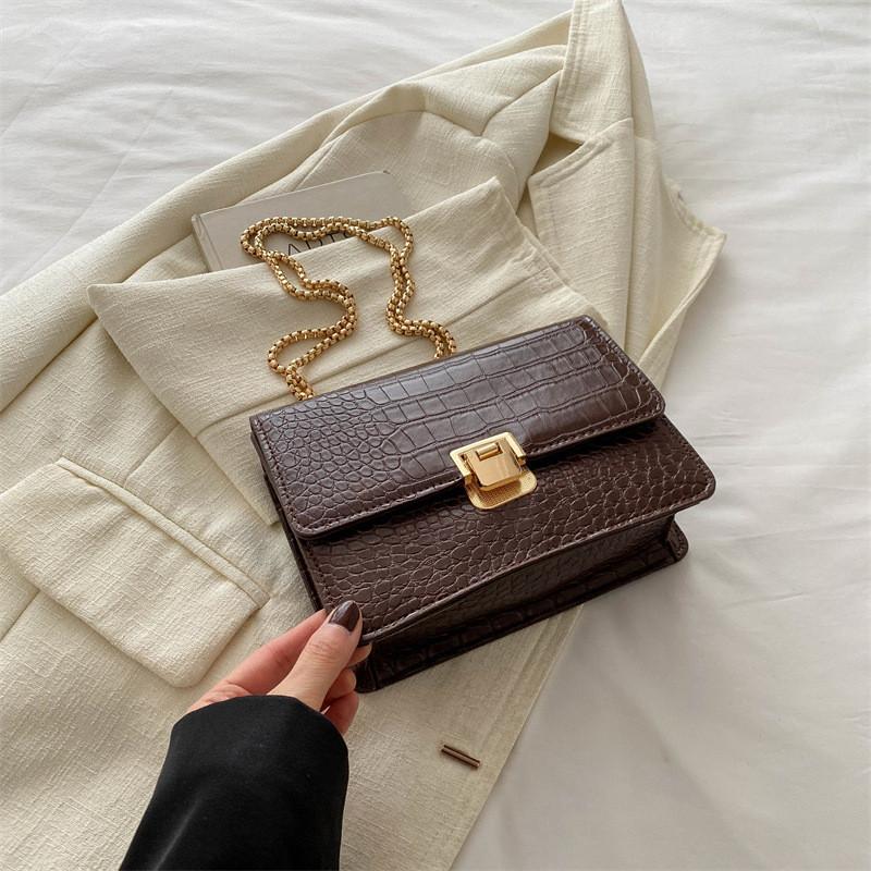 

Stylish Women s Small Square Bag With Elegant Chain Strap Chic Pu Material кавовий