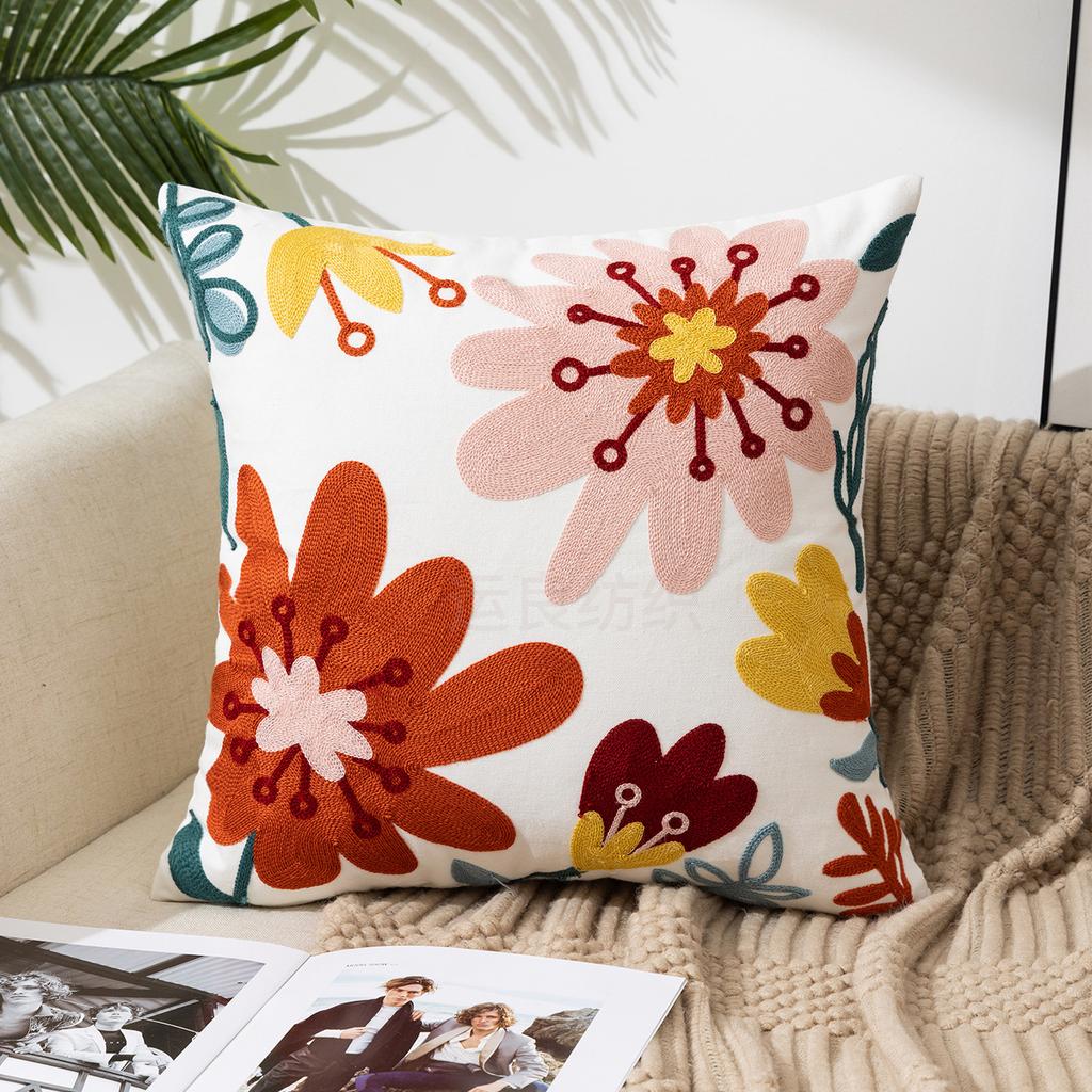 Flower Pillow Cover Does Not Include Core Pastoral Style Home Sofa Pillow Bedside Cushion Office Waist Pillow Quilt