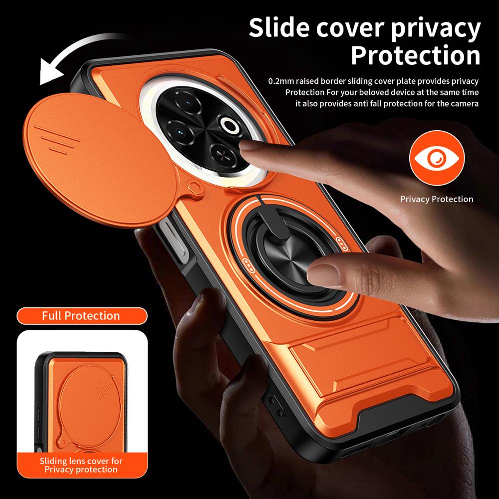 KEYSION Magnetic Phone Case for TECNO Spark 30C 4G Slide Camera Protection Upright Kickstand Shockproof Back Cover for Spark 30C