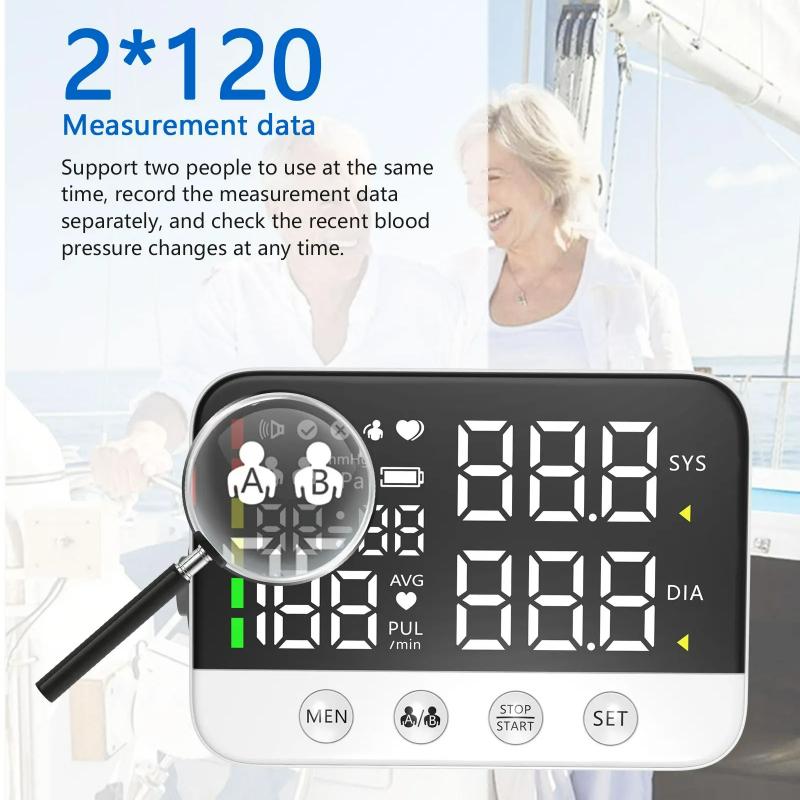 Portable Sphygmomanometer LED Screen Digital Wrist Blood Pressure Monitor Heart Rate Pulse Meter Measure Household Use