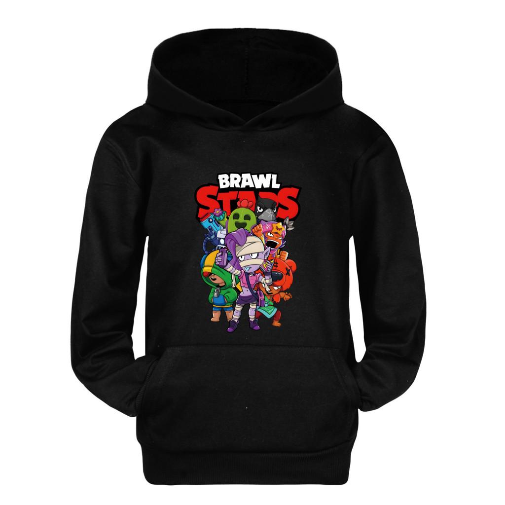 Unique Costume 4094 Kinderen Jongens Meisjes Brawl Stars Bedrukt Casual Zak Lange Mouwen Hoodies 110cm zwart