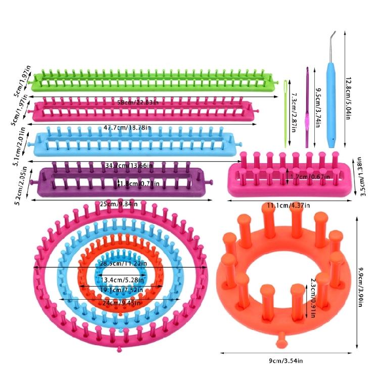 1 or 2 Set Knitting Tool Round Rectangular Knitted Loomed Set Knitting Frame For DIY Hat Scarves Easy Crafting Solution
