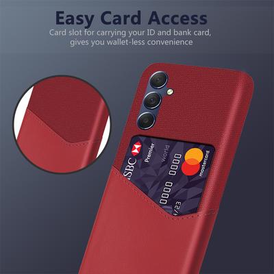 For Samsung Galaxy A24 4G (162.1 X 77.6 X 8.3mm) Card Holder Phone Case Cloth Texture Leather Coated PC Back Cover