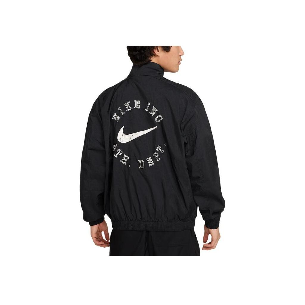Nike Clubswoosh Ss25 Logo Casual Versatile Sports Zip Jacket Men Jacket Black College-Grey HV6918-045