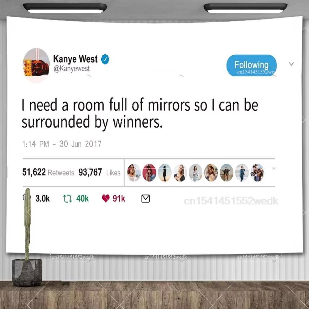 Jmg Household Supplies I'm The Reason I Smile Everyday Tapestry Kanye West Tweet Quote Wall Decor Flag Banner Meme Tapestrys Aesthetic Dorm Background