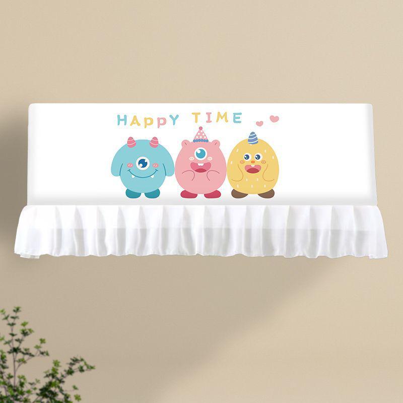 Air Conditioner Wind Deflector: Prevents Direct Blowing with Cute Print, Fits Hanging Units, Fully Enclosed Dust Cover Included.