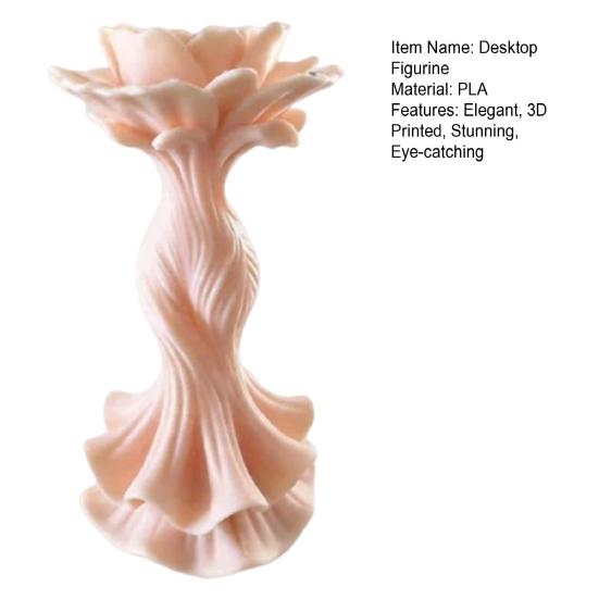 3D Printed Elegant Twisted Dress Figurine, Small Rose Flower Statue for Living Room, Bedroom, Shelf, TV Cabinet Decor