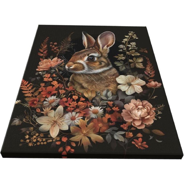Ewzoet Funny Rabbit Vintage Gothic Bunny With Flowers In Bathtub Bathroom Wall Art Decor Picture Prints Paintings Black And White Farmhouse Animals