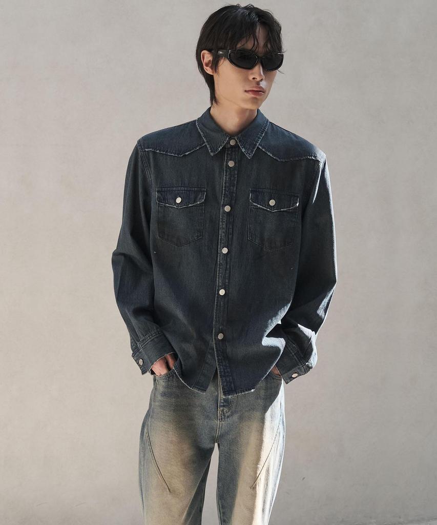 SENTAIR Oil Vintage Western Denim Shirt_D1