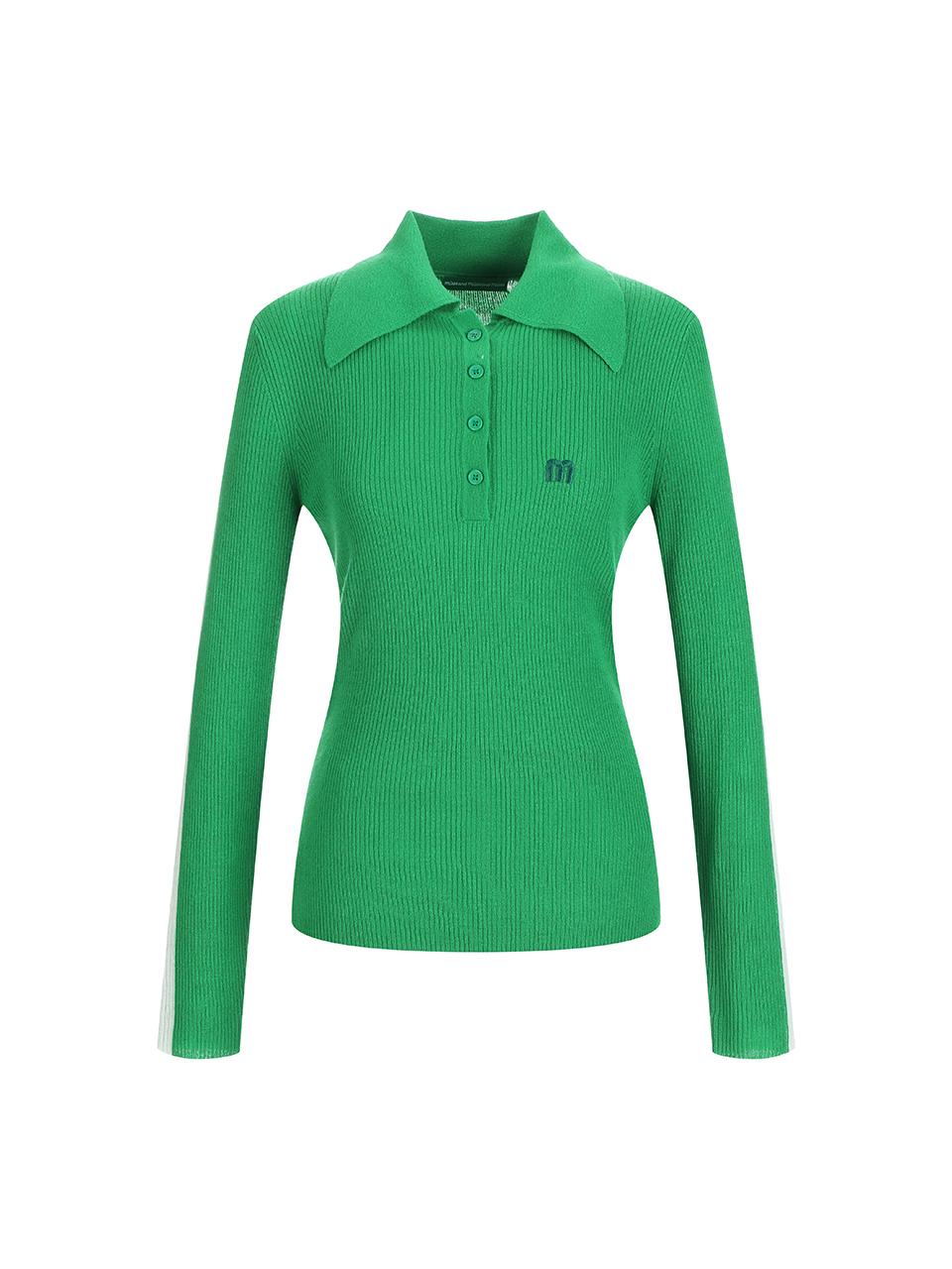 Miles And Miles And Miles Long Collar 100% Wool Knit_Green Green/M