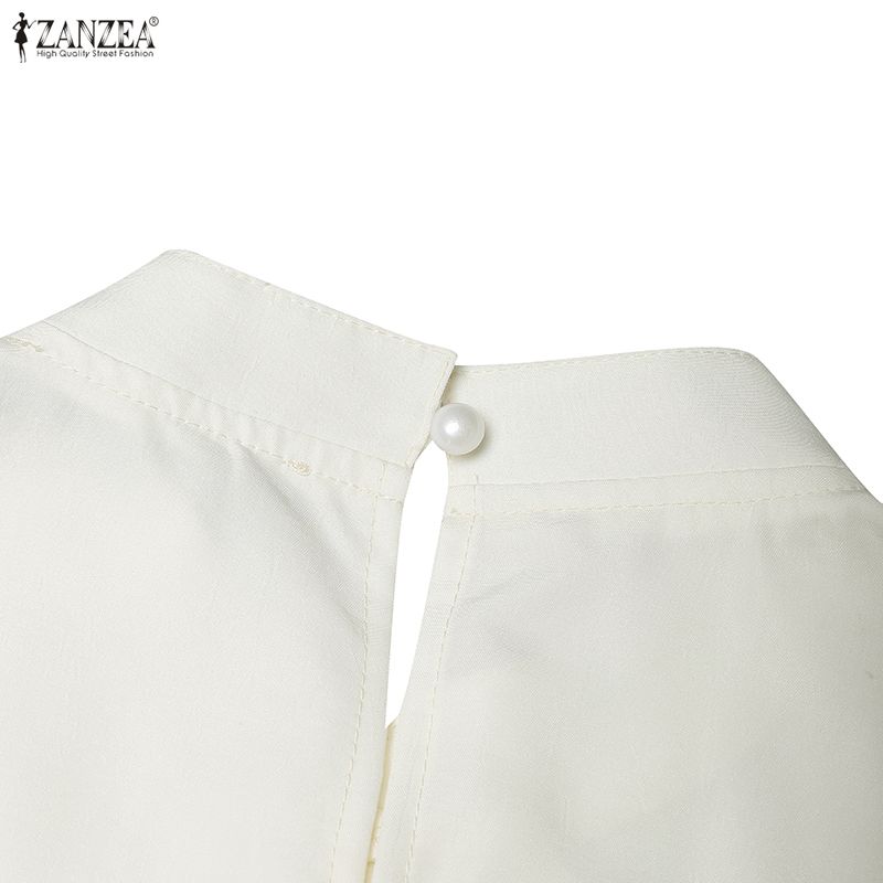 ZANZEA Lässiges, lockeres Langarmkleid für Damen mit Stehkragen