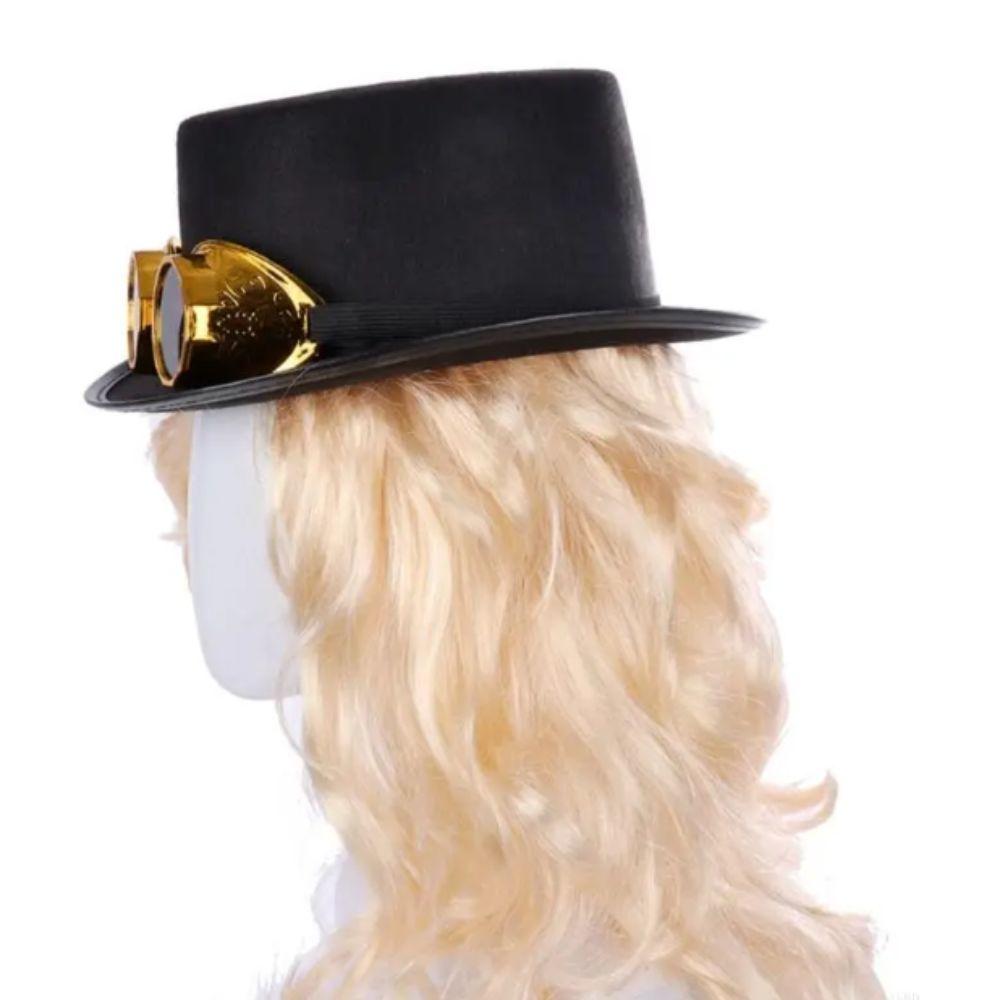 Magician Hat Steampunk Men Hat With Eyeglasses Cosplay Jazz Hat Retro Gothic Hat Men Women Unisex