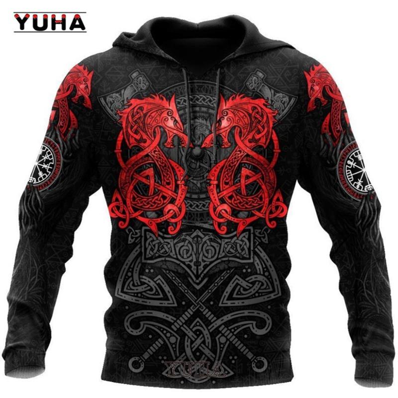 Men's Sweatshirts 3D Print Vikings Classic Wolf Men's Hoodies Jacket Spring Autumn Fashion Pullovers Hip Hop Punk Oversized Clo
