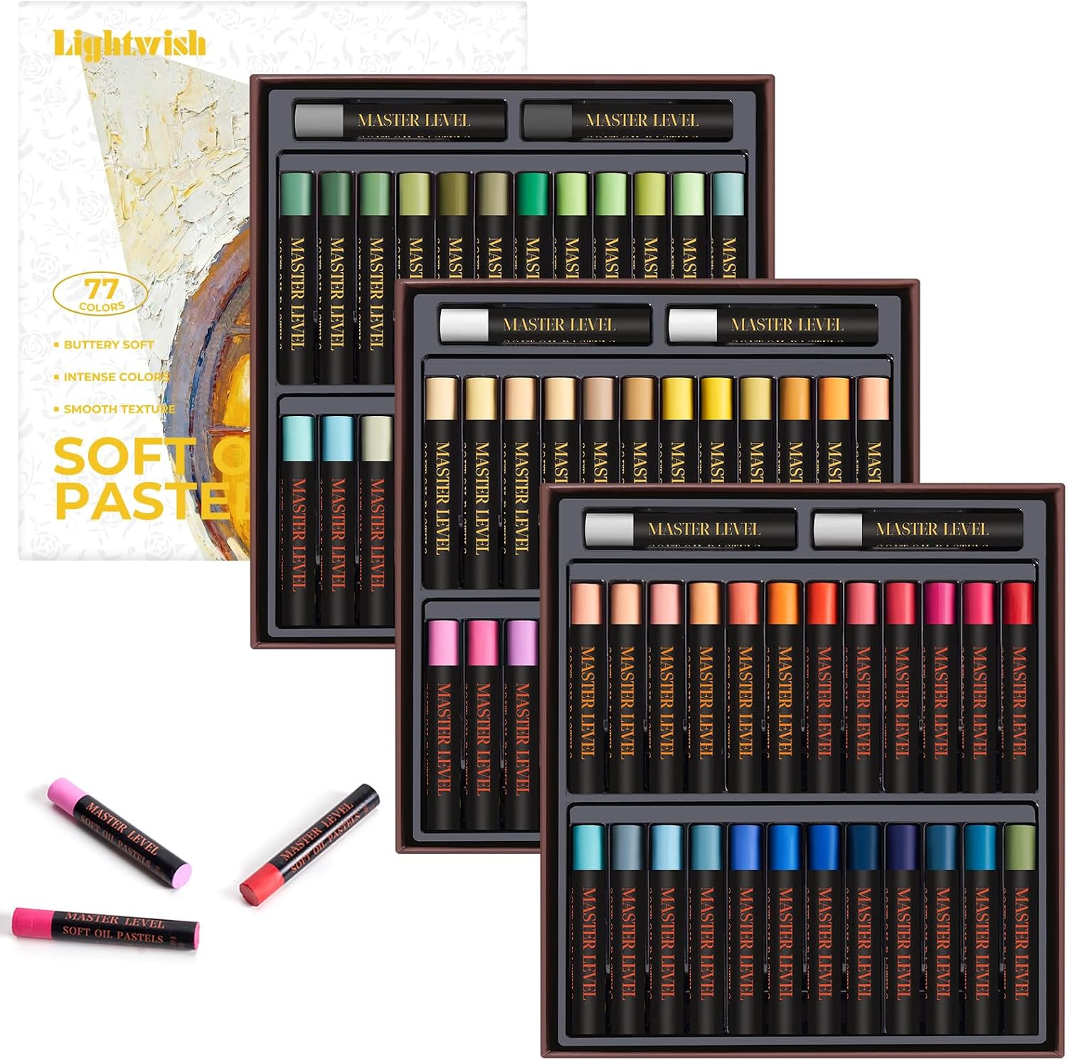 LIGHTWISH Zachte Oliepastels 77 Kleuren Bloemen Thema 78 Stuks 2 Wit Glad Hoge Lichtechtheid Kunstenaar Tekening Cadeauset voor Student