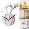 Creative Cat Wall Clocks Mirror Frameless Battery Operated Wall mounted Clocks For Home Living Room Decor