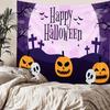 Home bedside room decoration Halloween tapestry, witch skull ghost print hanging cloth, background wall covering