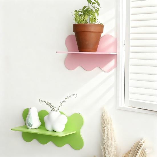 Yousheng Floating Wall Shelf Wooden Wall Mounted Shelf Wave Edge Display Shelf Storage Organizer for Home Decor Small Collectibles Plants Figurines