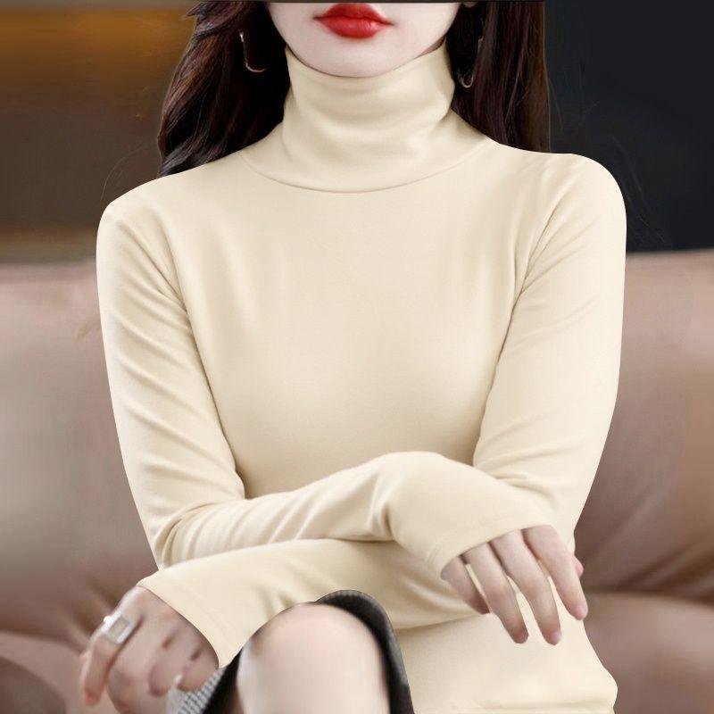 Women's Trendy Bottoming Shirt, High-neck All-match Blouse, Western Style, German Velvet Slimming T-shirt, Long-sleeved Slim Fashion Blouse
