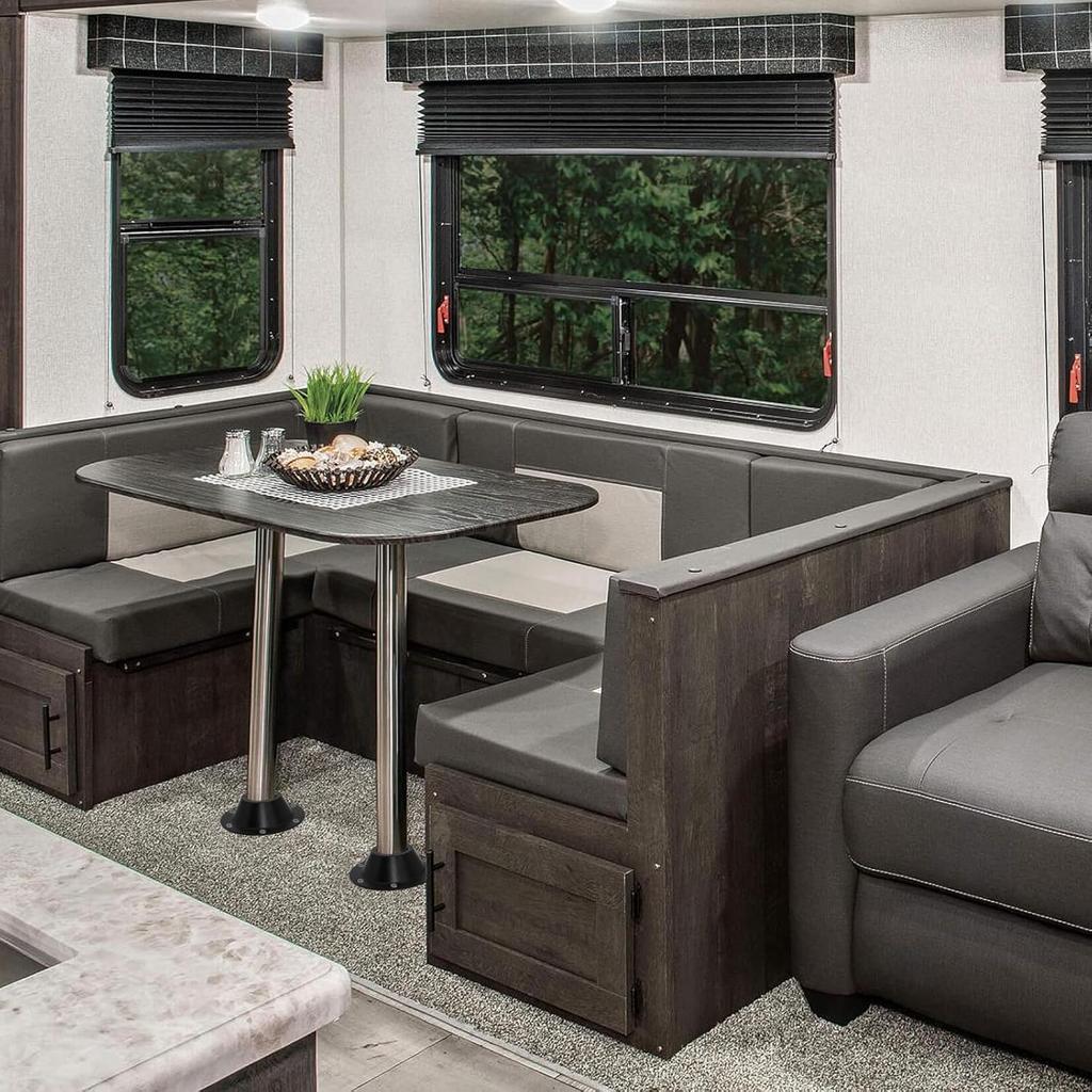 2 Pack RV Table Base Mount,Camper Aluminum Standard RV Pedestal Table Leg Base Flange,Floor Mounting Bracket Flush Plate With 6 Talling Holes,Include