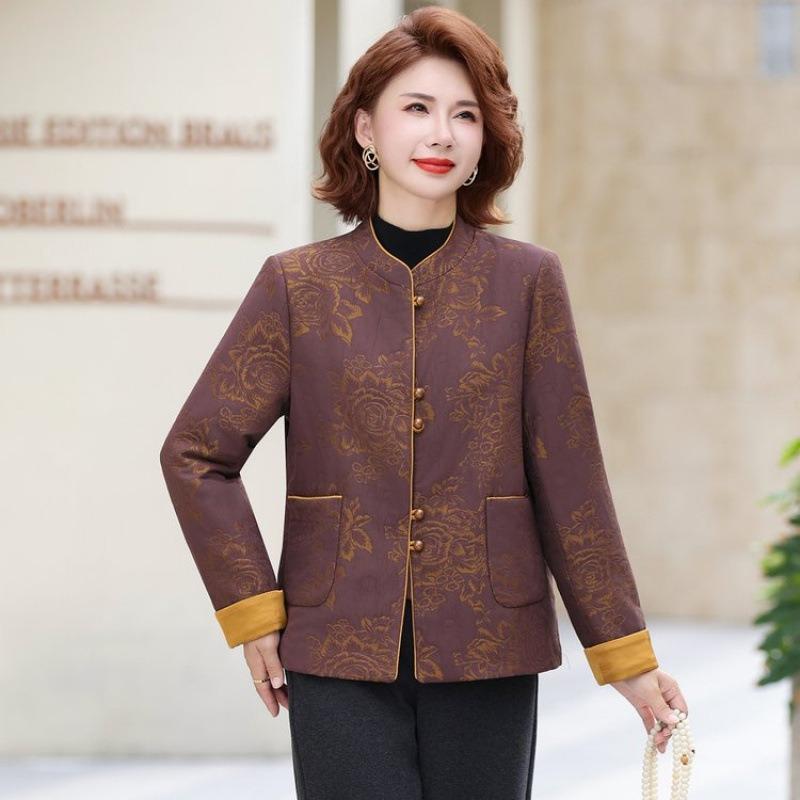 

Элегантное пальто новый топ для дамы среднего возраста 5XL [recommended 150-80kg] темно-коричневого