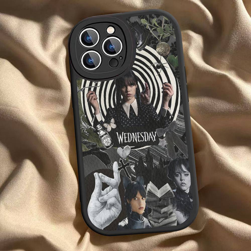 Custodia per Telefono Addams Mercoledì W-Wednesday Americano Per IPhone 16 15 14 13 12 11 Pro Max Plus Copertura in Pelle