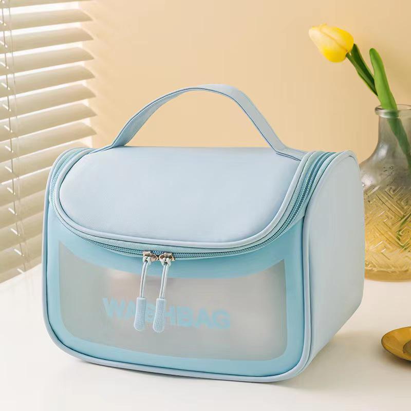 Large Capacity Frosted PVC Cosmetic Bag with Flip Cover