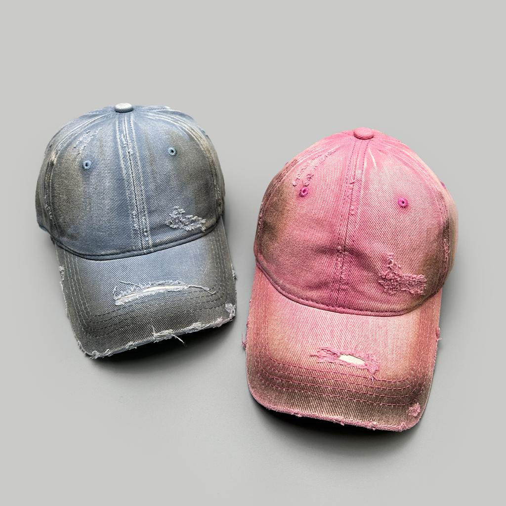 Distress Farbverlauf Einfarbig Baseballkappen Sonnenschutz Gebrochener Stil Neue Herren Damen Vielseitig Persönliche Mode Straße Schirmmützen