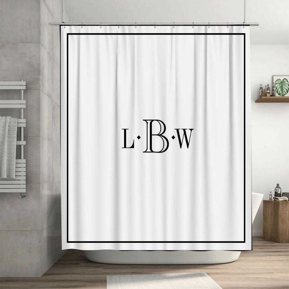 Custom Monogrammed Bath Curtains For Bathroom Decor 180 Gsm Waterproof Shower Curtain With Rings Set Initials L B W