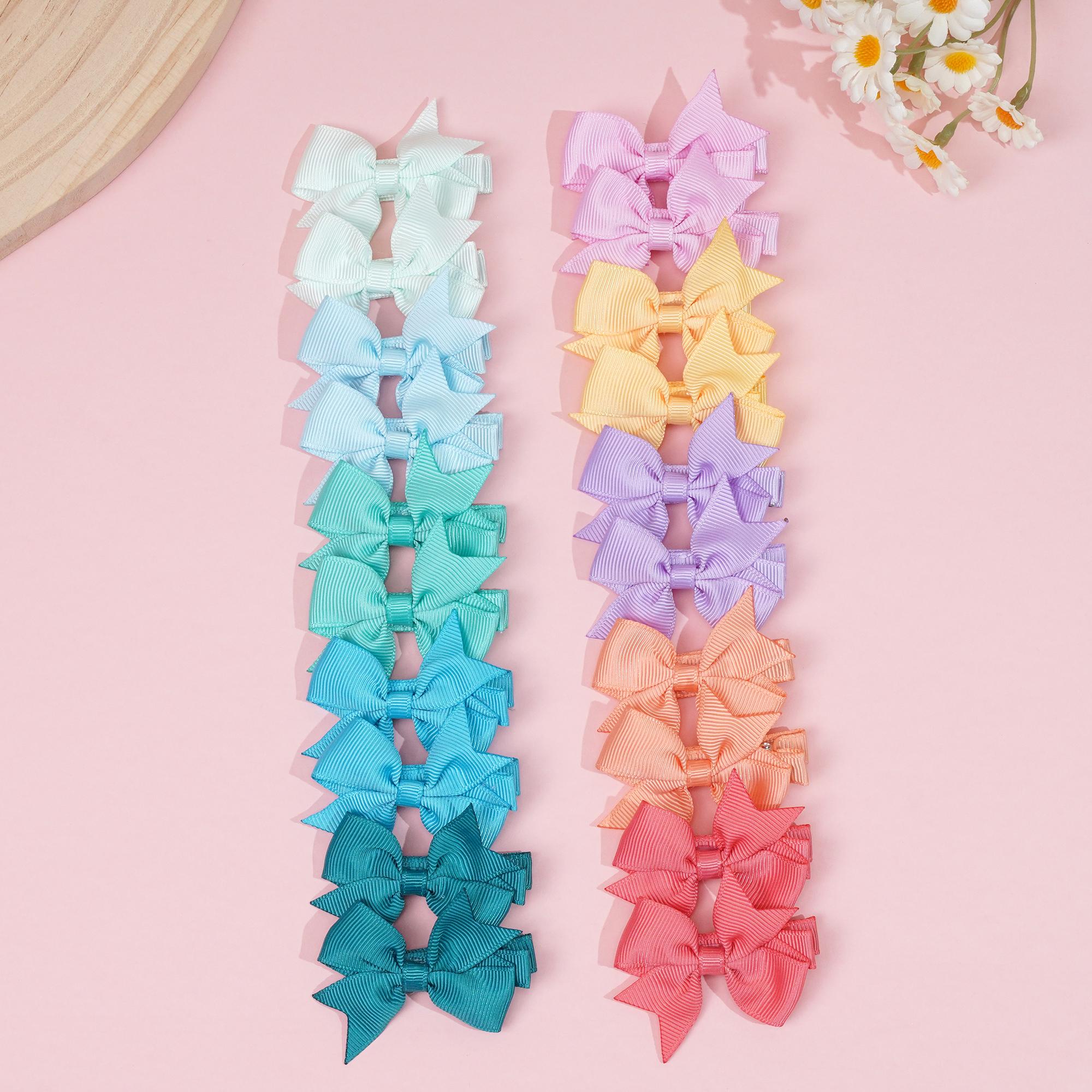 

20 шт. Заколки для волос для маленьких девочек однотонные полностью на подкладке 2 маленькие бантики для волос зажимы-аллигаторы элегантные детские аксессуары для волос