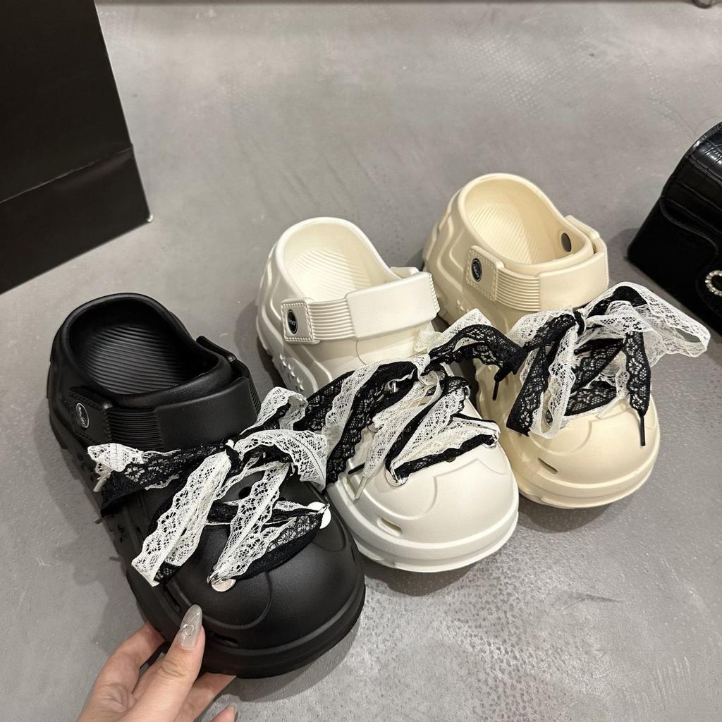 Fashion sandals strap design bag head half slippers popular thick-soled hole shoes women's outer wear ins tide 2025 new models