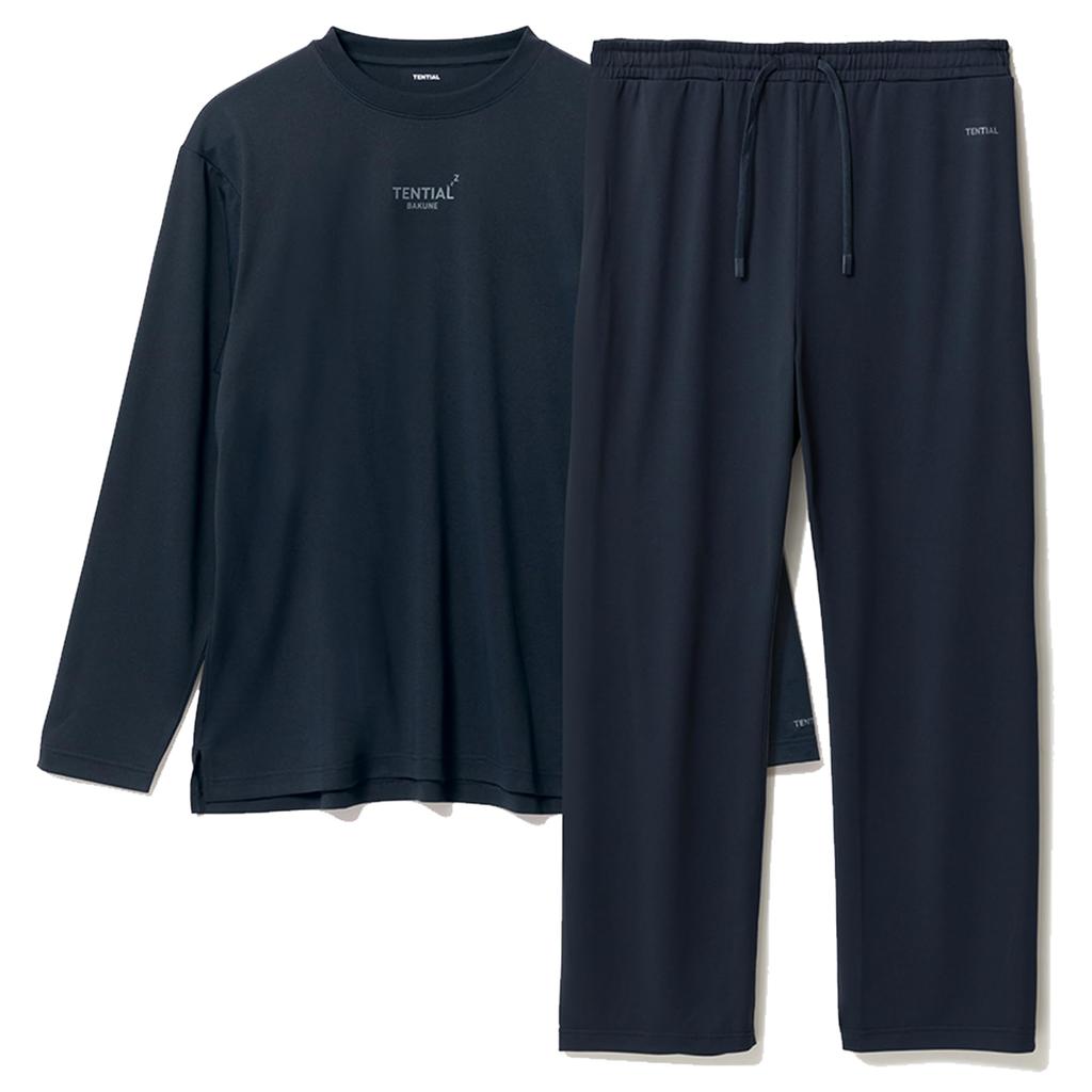 TENTIAL BAKUNE Dry Top and Bottom Set Sleeve and General Medical Device Recovery Size L Men's (Long Pants) Wear, Navy,