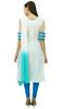 Atasi Women'S White And Blue Straight Salwar Kameez With Dupatta Suit Sets