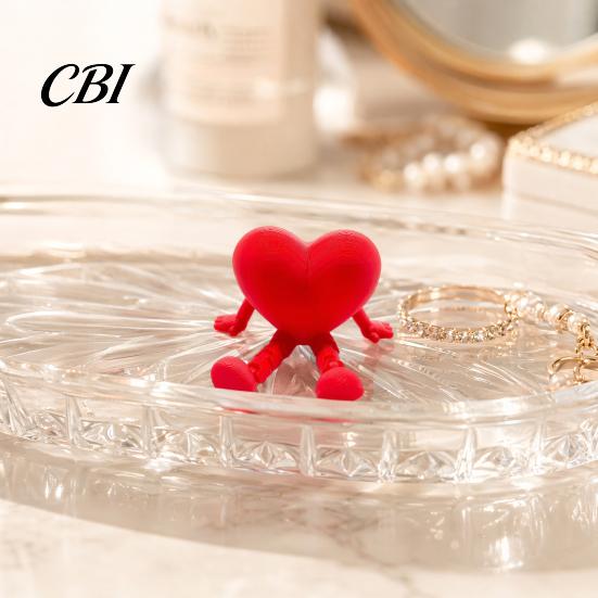Decorative Desk Accessory Heart Rose Ornament, 3D Printed Red Pen Holder with Movable Joints, Desktop Storage Figure for Valentine Day Pencil Design