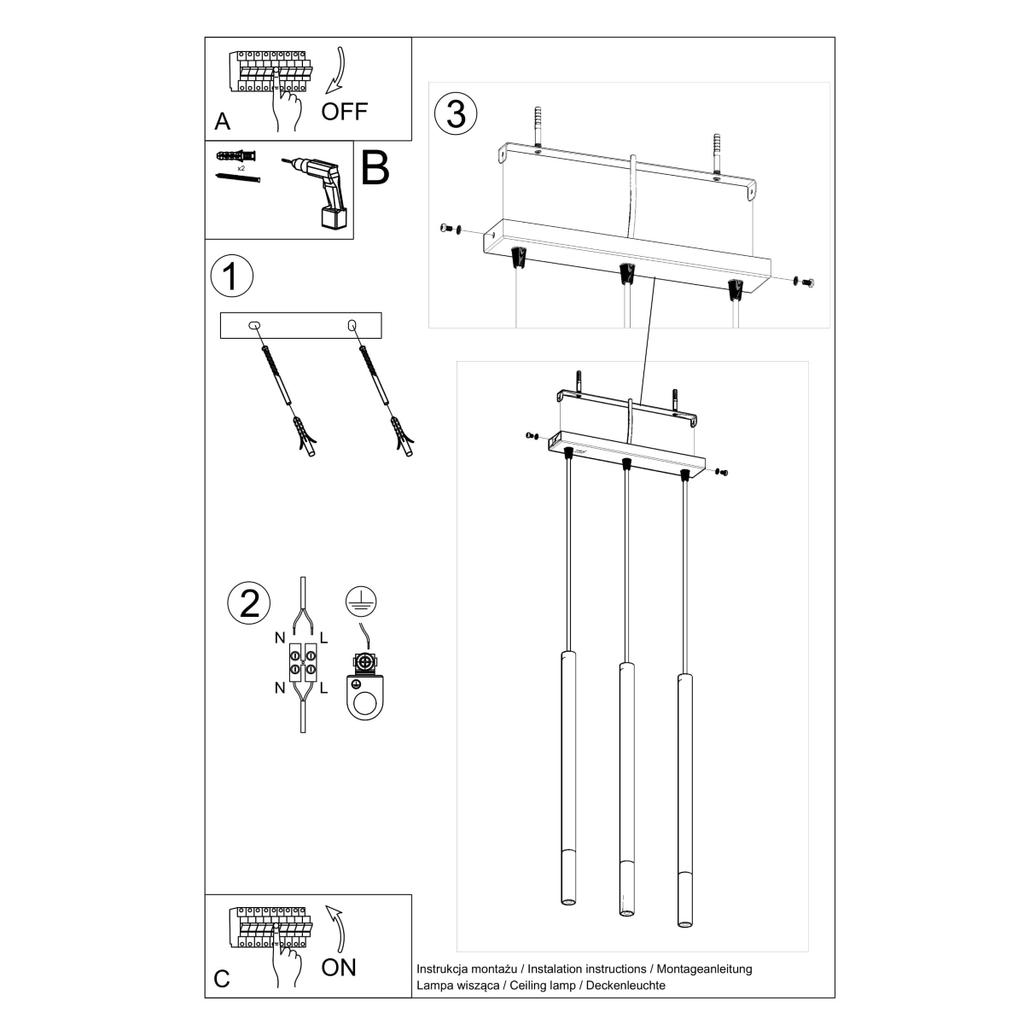 Lampa Wisząca Mozaica 3 G9 Czarny Sollux Sl.0892