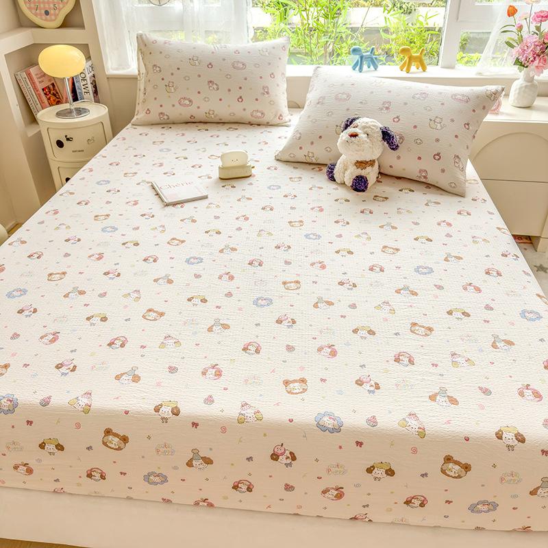 Σεντόνι με λάστιχο Μονό Τεμάχιο Νέο Μαλακό Πλυμένο Βαμβακερό Σεντόνι με Λάστιχο Προστατευτικό Στρώματος Αντιολισθητικό Αναπνέον Σεντόνι Καθολικό για Όλες τις Εποχές