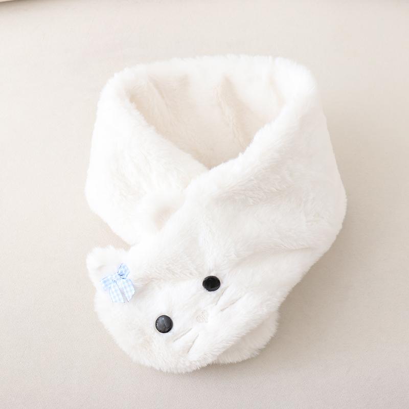 Japanische Süße und Niedliche Mädchen Pelzige Ohrenschützer kawaii einfarbig Vielseitiger Schal mit Schleife Winter Neu Warmes Zubehör Handschuhe