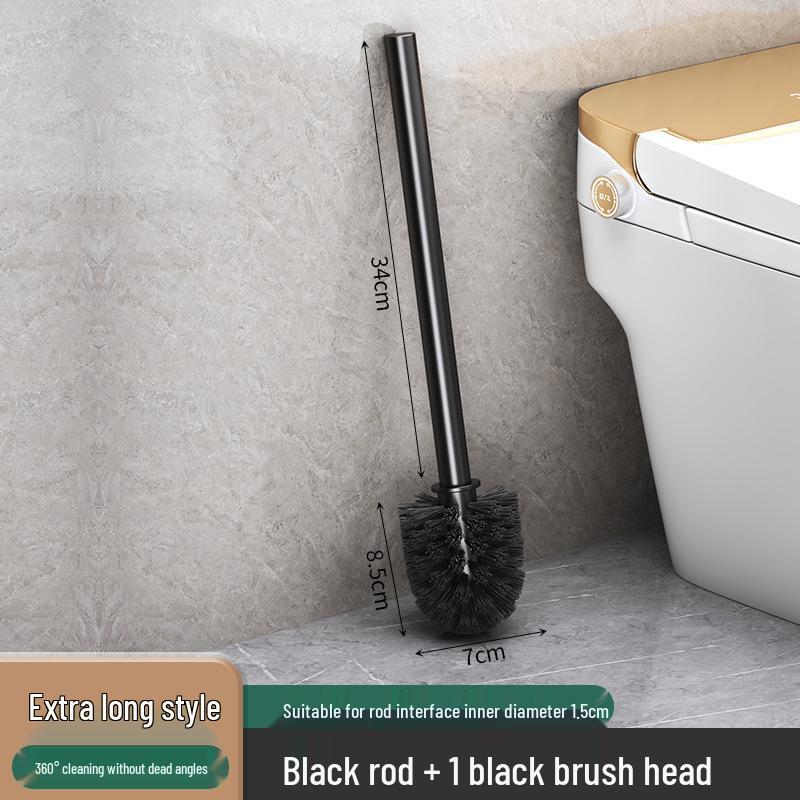 Wall-Mounted Soft Bristle Toilet Cleaning Set with Long Handle and Storage Rack