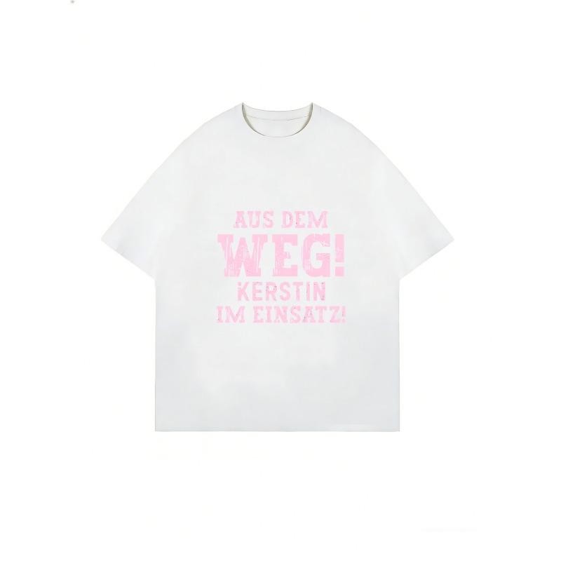 Oversized T-Shirt Black Aus Dem Weg Kerstin Im Einsatz Text Print Casual Streetwear Fashion Statement Top For Women