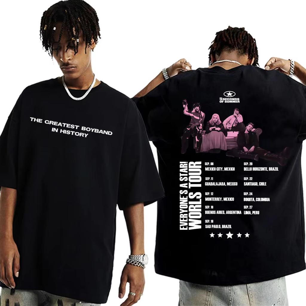 Summer Hot Sale Band 5 Seconds Of Summer Everyones A Star World Tour 2026 T Shirt Y2k Unisex Unisex Fashion Gothic Classic T Shirt