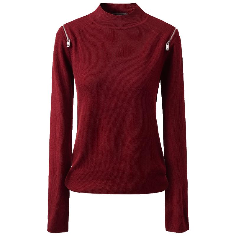 Giovanni Valentino Women's Slim Fit Semi-High Collar Knit Top