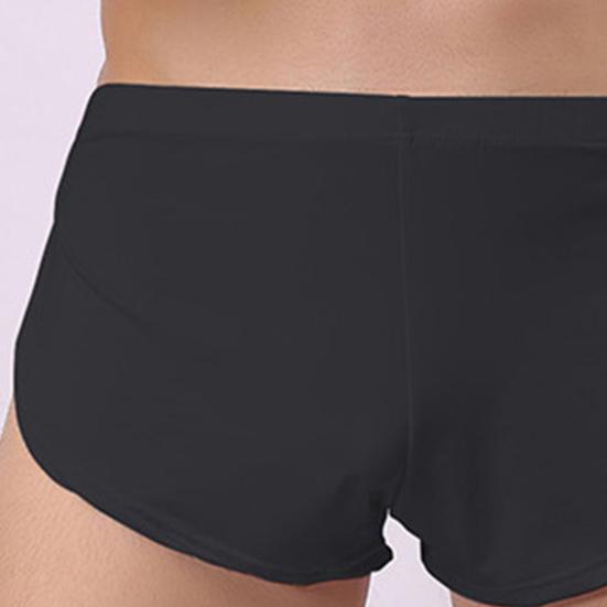 Men Sexy Boxer Underwear Low-rise Elastic Waistband Boxer Briefs Solid Color Full Hip