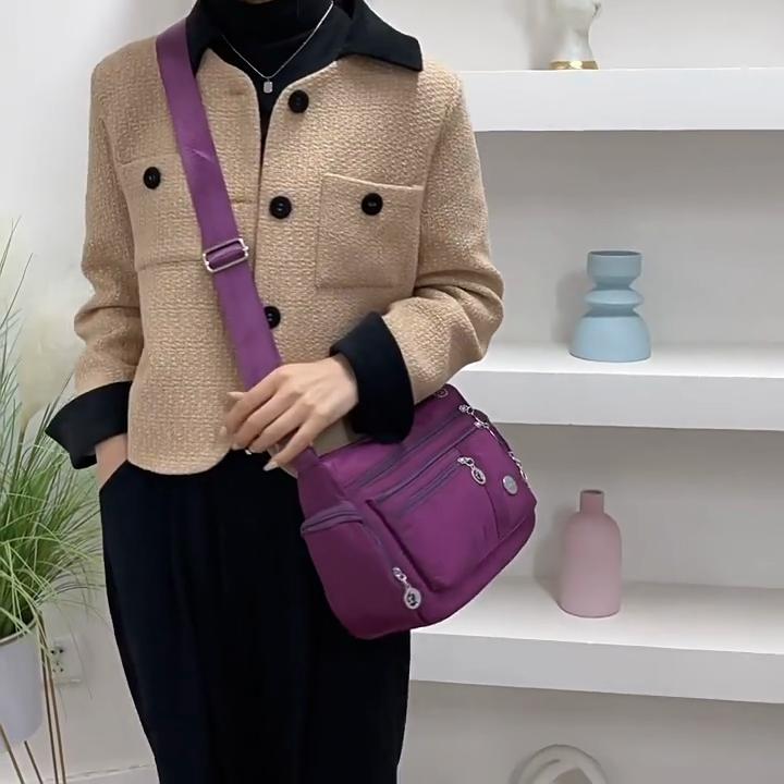 Tianjingeerlishangmaoyouxiangongsi Women's Black Waterproof Bag Nylon Shoulder Bag Crossbody Bag Casual Handbags